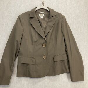 Talbots Olive Green Tailored Two-Button Blazer